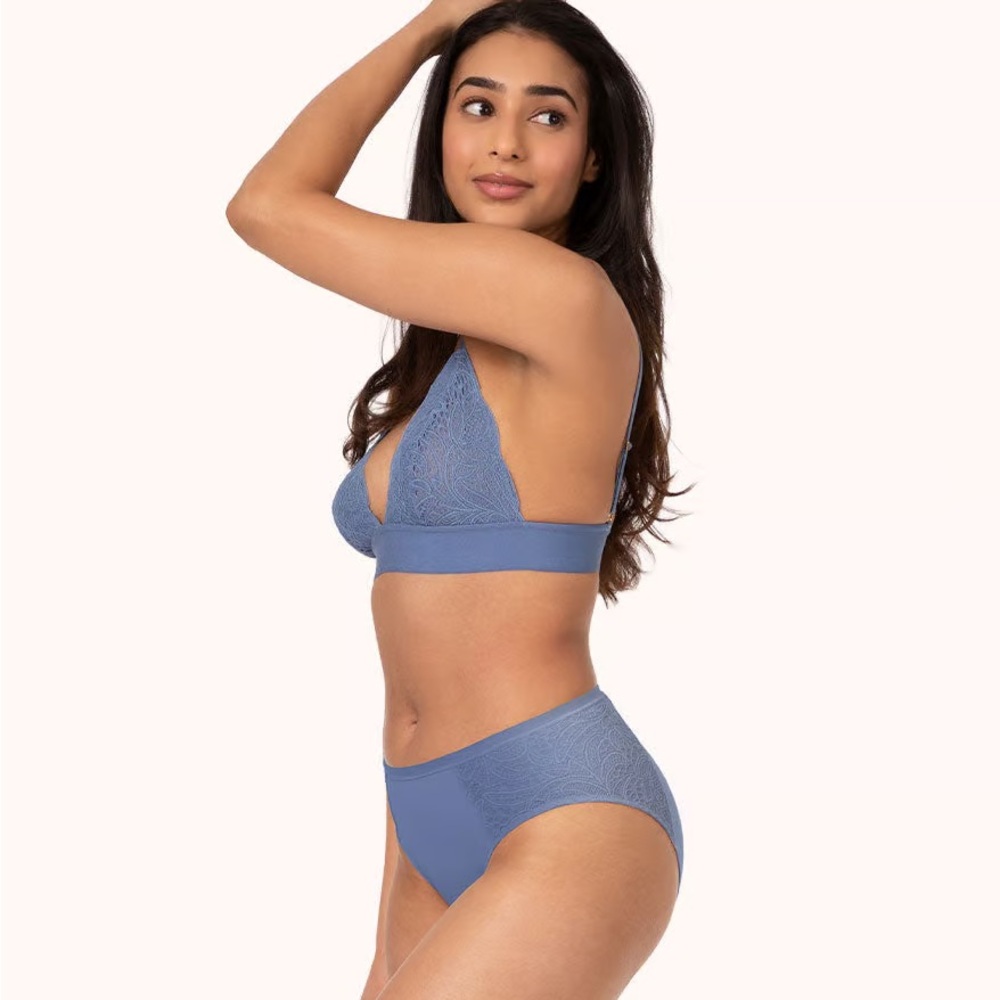 Lively Long-Lined Lace Bralette Vintage Indigo M - Picture 2 of 3